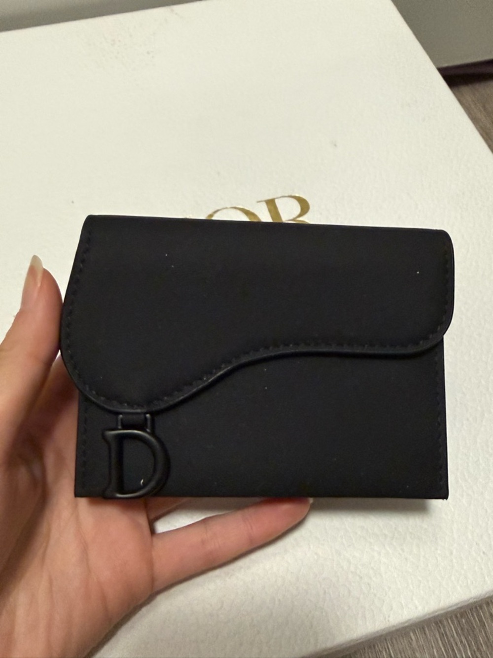 Christian Dior Black Saddle Card Holder Wallet Oblique Canvas Leather New Rare